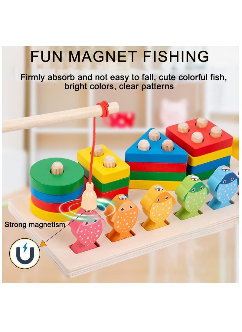 ULHYC - Montessori Toys, Wooden Educational Toy for Boys Girls Toddlers, Pillar Pillar Fishing Toys Stacking Toys for Toddlers And Kids Preschool - Image 1