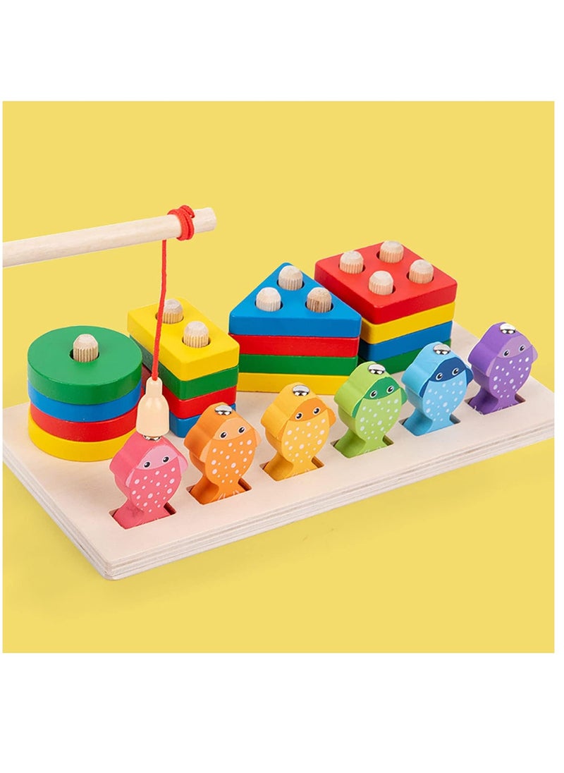 ULHYC - Montessori Toys, Wooden Educational Toy for Boys Girls Toddlers, Pillar Pillar Fishing Toys Stacking Toys for Toddlers And Kids Preschool - Image 1