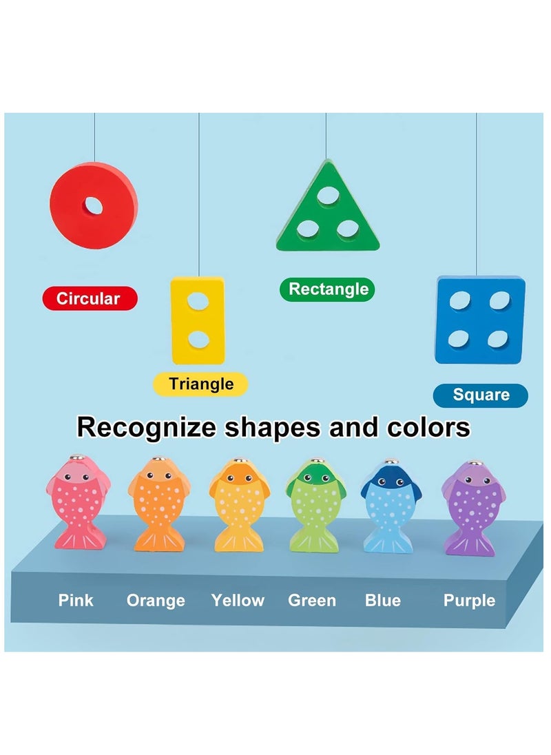 ULHYC - Montessori Toys, Wooden Educational Toy for Boys Girls Toddlers, Pillar Pillar Fishing Toys Stacking Toys for Toddlers And Kids Preschool - Image 1