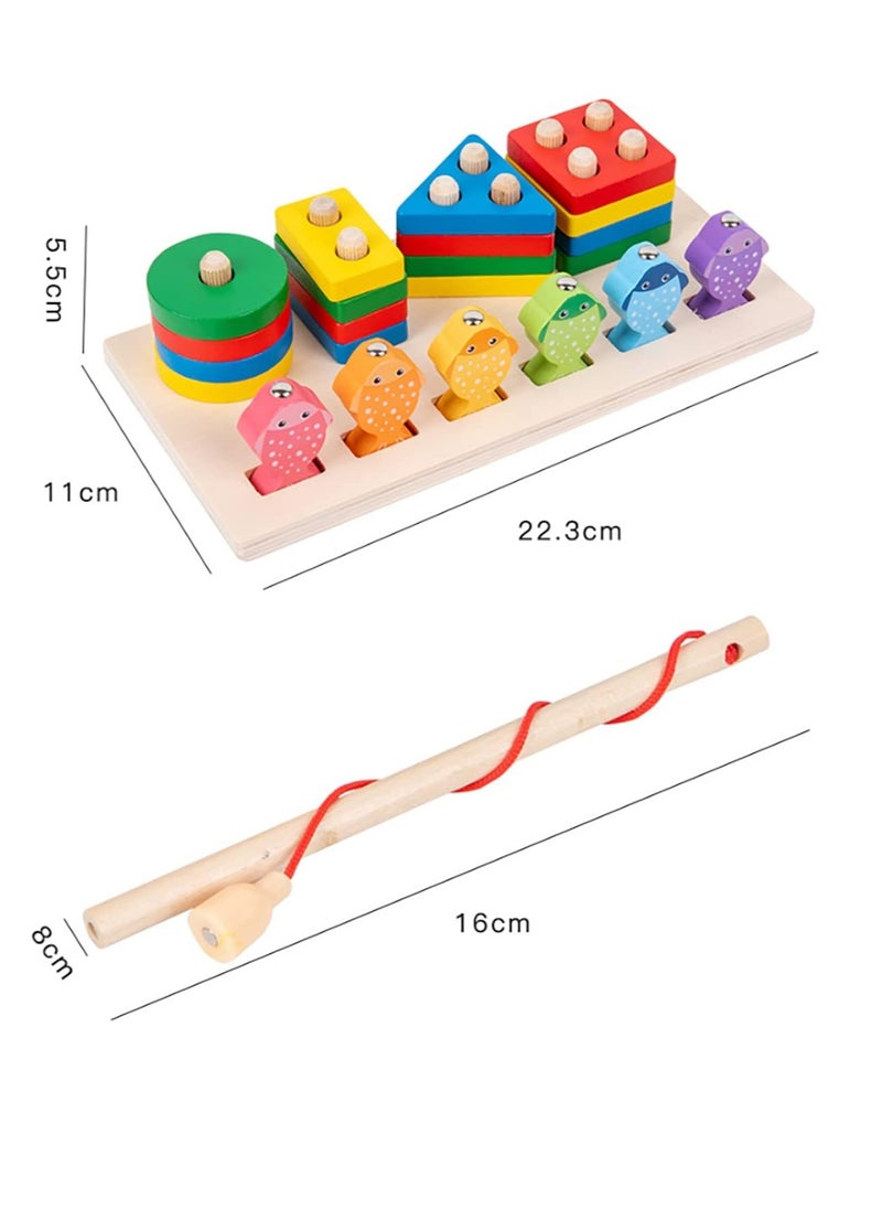 ULHYC - Montessori Toys, Wooden Educational Toy for Boys Girls Toddlers, Pillar Pillar Fishing Toys Stacking Toys for Toddlers And Kids Preschool - Image 1