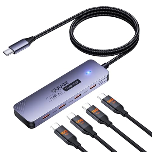 QUUGE 10Gbps USB C Hub: Splitter with 4 USB-C Ports High-Speed Type-C Multiport Adapter 1M(3.3Ft) Nylon Cable Compatible with MacBook Pro/Air, iPad Pro/Mini 6, Surface Pro, Chromebook, Dell XPS and More - Image 1