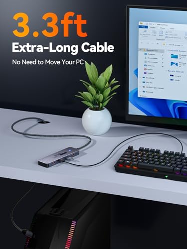 QUUGE 10Gbps USB C Hub: Splitter with 4 USB-C Ports High-Speed Type-C Multiport Adapter 1M(3.3Ft) Nylon Cable Compatible with MacBook Pro/Air, iPad Pro/Mini 6, Surface Pro, Chromebook, Dell XPS and More - Image 4