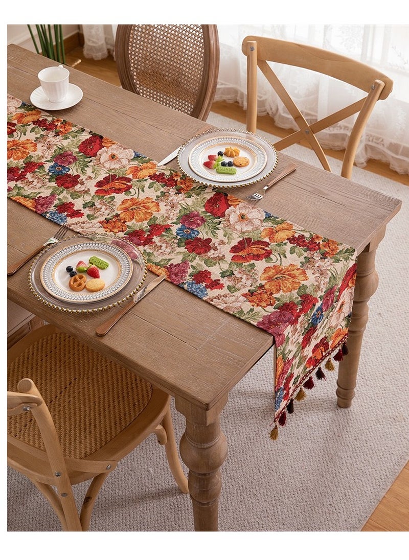 JOSQUEWNN Woven Jacquard Tassel Table Runner, Suitable for Nordic Style Home Decor, Covers TV Cabinets and Bed Ends, Enhances Home Decoration Taste and Warm Atmosphere, Table Decoration for Home Party 33x180CM  - Image 4