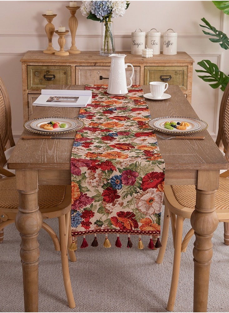 JOSQUEWNN Woven Jacquard Tassel Table Runner, Suitable for Nordic Style Home Decor, Covers TV Cabinets and Bed Ends, Enhances Home Decoration Taste and Warm Atmosphere, Table Decoration for Home Party 33x180CM  - Image 5