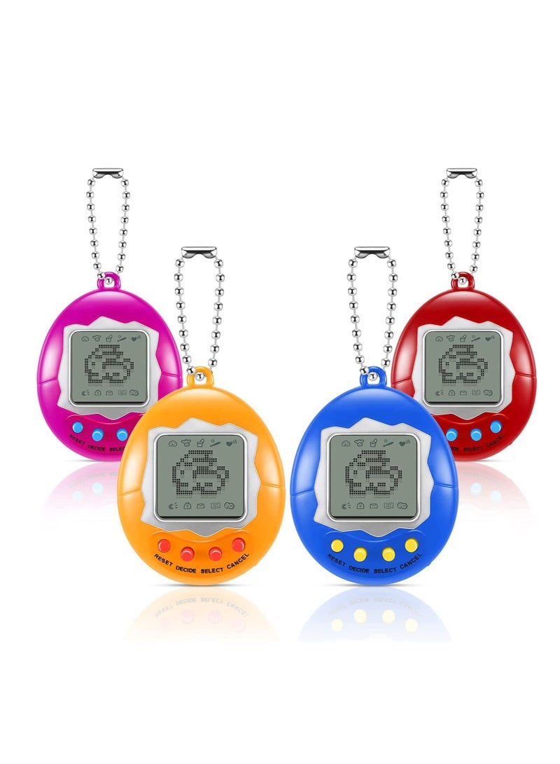 Excefore Virtual Electronic Digital Pet Keychain, Game Digital Game Keychain Nostalgic Virtual Digital Pet Retro Handheld Electronic Game Machine with Keychain for Boys Girls, 4 Pieces - Image 1