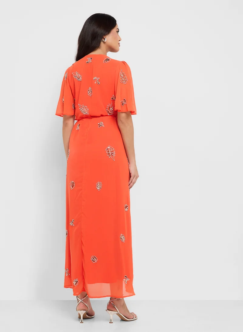 هوب اند ايفي Floral Orange Maxi Dress