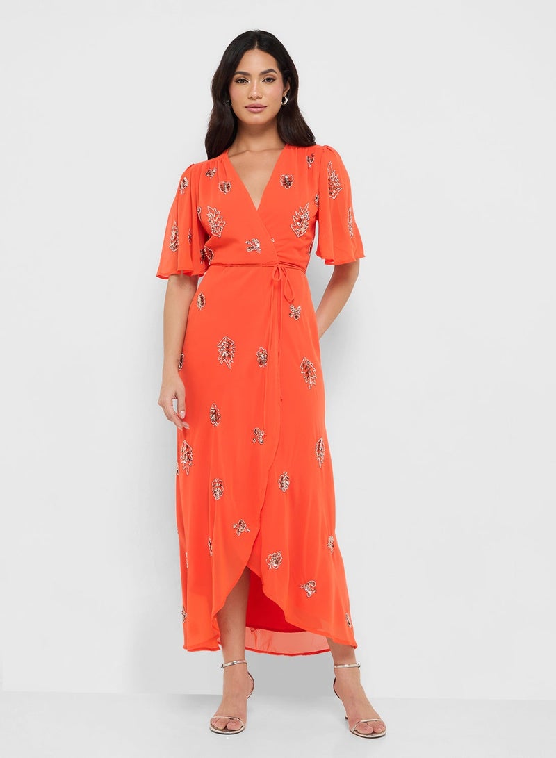 هوب اند ايفي فستان ماكسي بزهور برتقالية - Image 2