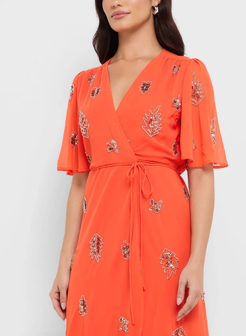 Hope & Ivy Floral Orange Maxi Dress
