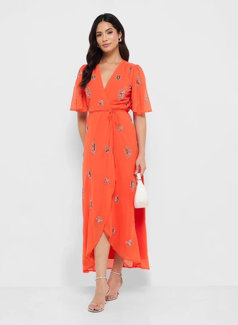 Hope & Ivy Floral Orange Maxi Dress