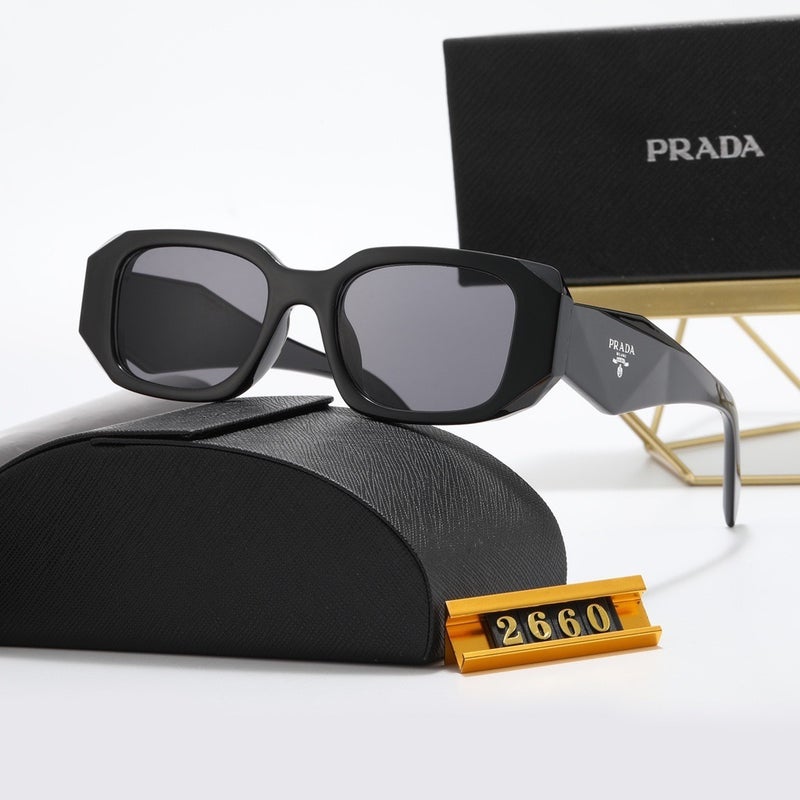 PRADA MILANO Prada Women's Sunglasses,Square PS17WS Sunglasses,Retro Frames with Black Lenses - Image 1