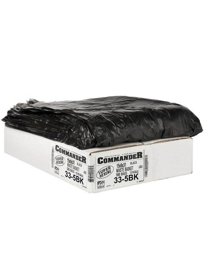 Commander 12-16 Gallon 0.4 MIL Black Heavy Duty Garbage Bags - 24" x 31" - Pack of 500 - For Contractor, Janitorial, Industrial, & Commercial - Image 3