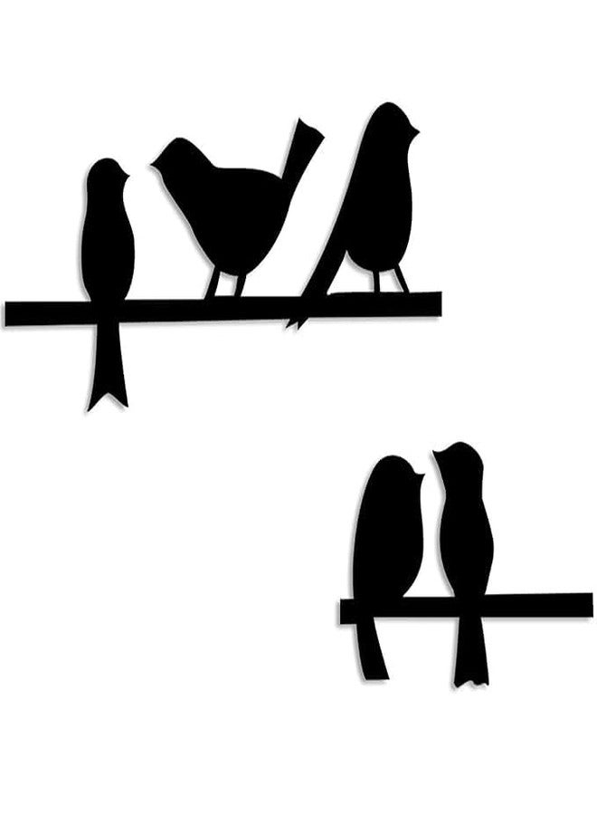 Camin Bird On The Tree Branch Design Wooden Wall Décor - 5Pcs | Wall Hanging Art for Living Room, Bedroom, Office | 3D Laser Cut MDF Wall Panel | Modern Home Decoration -Black - Image 1