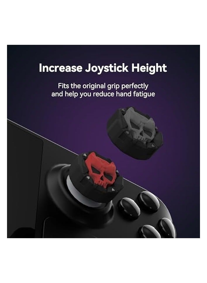 بروماس أغطية قبضة الإبهام لعصا التحكم على سطح البخار، مجموعة غطاء أعواد الإبهام المصنوعة من السيليكون الناعم المضادة للانزلاق متوافقة مع سطح البخار فقط - زوجان/4 قطع (أسود وأحمر) - Image 2