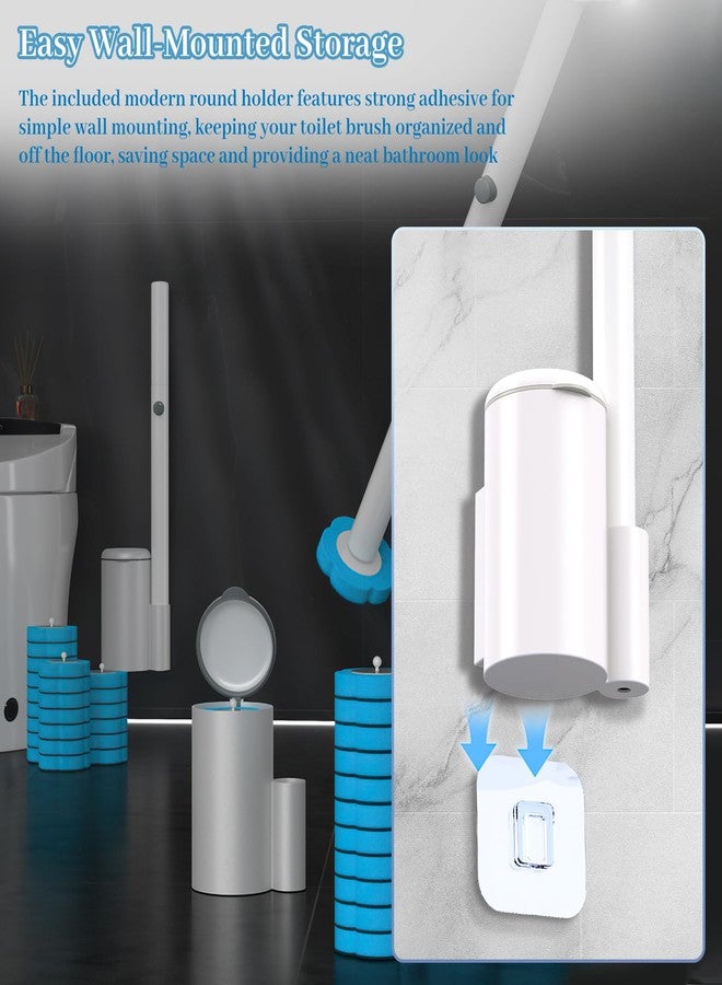 Dexmary Disposable Toilet Brush Set with Holder, Angled Cleaning Wand with 24 Refill Heads, Wall-Mounted Hygienic Toilet Cleaner (Ocean, Lemon, Lavender Scents) - Image 2