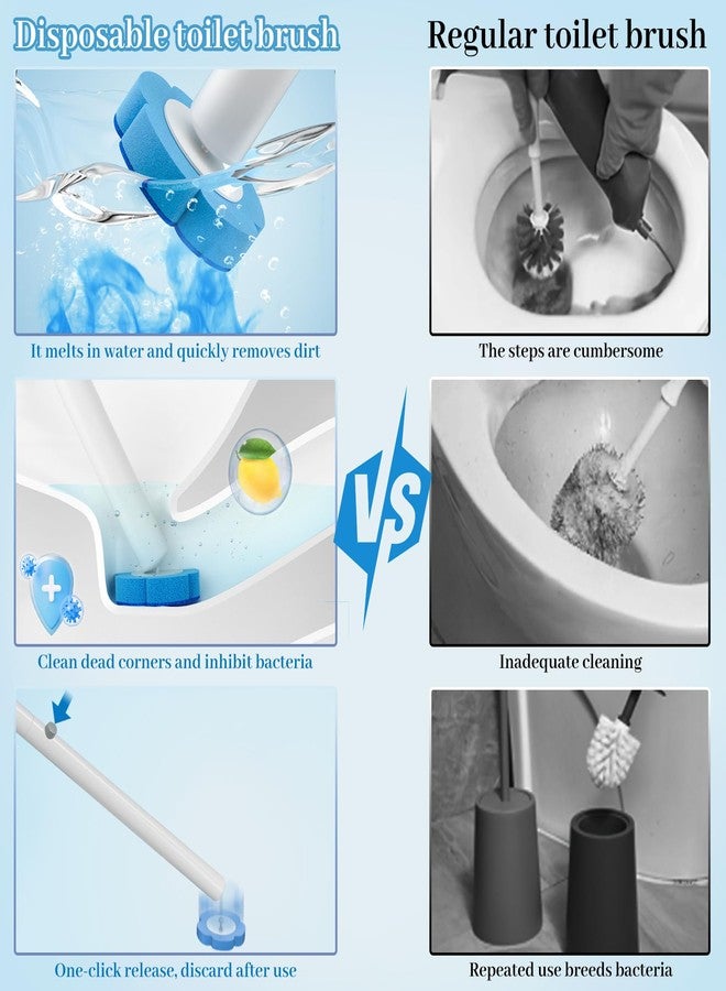 Dexmary Disposable Toilet Brush Set with Holder, Angled Cleaning Wand with 24 Refill Heads, Wall-Mounted Hygienic Toilet Cleaner (Ocean, Lemon, Lavender Scents) - Image 4