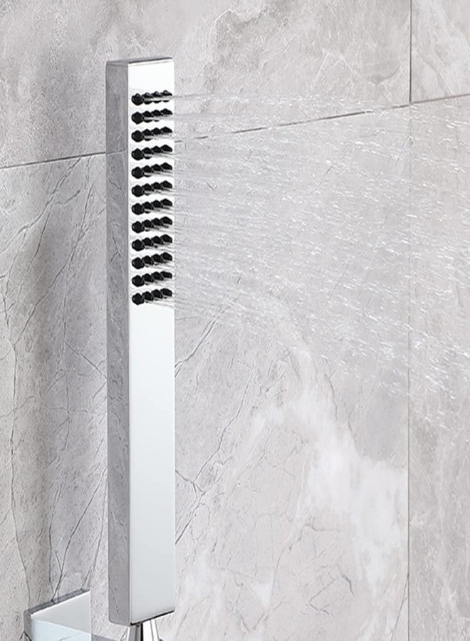 Asyas Square Solid Brass Hand Held Shower Head (Chrome) - Image 5