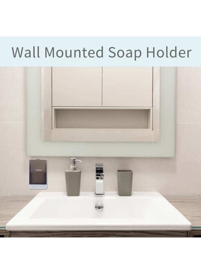 GREATIN Bar Soap Holder Dish Shower 2 PCS Self Draining Soap Container with Lid, Wall Mounted Soap Box Tray for Bathroom Bathtub Sink, Waterproof White, Adhesive Include (White) - Image 5