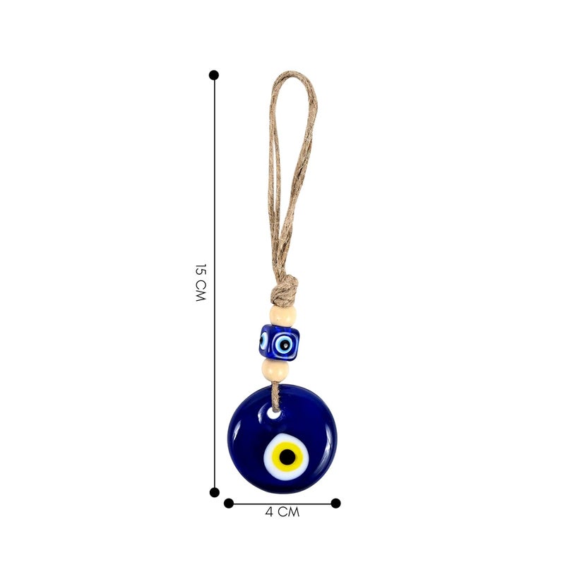 VKORA Handmade Evil Eye Hanging with White Beads for Car Home Shop Office Glass 4cm Diameter in Yellow Color - Image 3