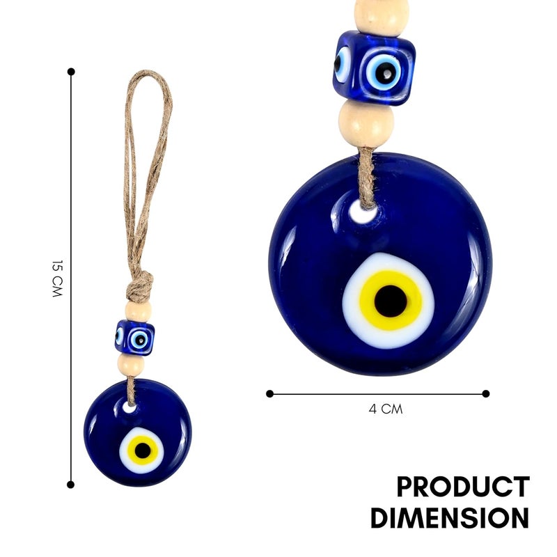 VKORA Handmade Evil Eye Hanging with White Beads for Car Home Shop Office Glass 4cm Diameter in Yellow Color - Image 4