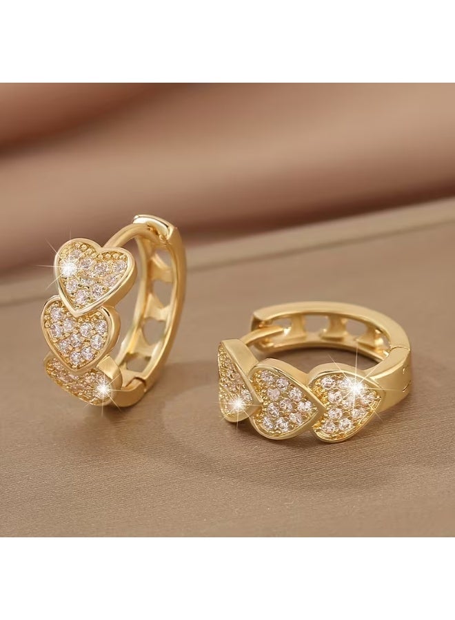 aeen 18k Gold Plated Luxury Gold Plated Zirconia Heart-Shaped Hoop Earrings – Elegant Sparkling Design, Perfect Holiday Gift, Ideal for Dates & Special Occasions, Suitable for Women - Image 2