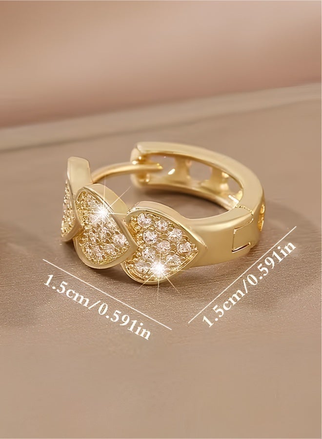 aeen 18k Gold Plated Luxury Gold Plated Zirconia Heart-Shaped Hoop Earrings – Elegant Sparkling Design, Perfect Holiday Gift, Ideal for Dates & Special Occasions, Suitable for Women - Image 4