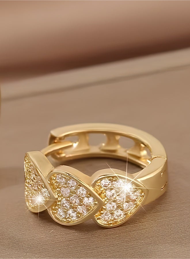 aeen 18k Gold Plated Luxury Gold Plated Zirconia Heart-Shaped Hoop Earrings – Elegant Sparkling Design, Perfect Holiday Gift, Ideal for Dates & Special Occasions, Suitable for Women - Image 2
