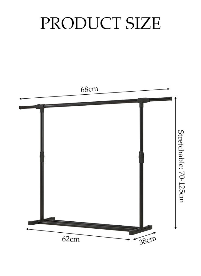 DUNISO 68CM Simple Drying Rack，Indoor Floor Standing Clothes Hanger，Assembled Clothes Hanger，Scalable Clothes Hanger，Bedroom Storage Clothes Rack，Black  - Image 2