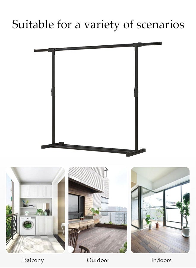 DUNISO 68CM Simple Drying Rack，Indoor Floor Standing Clothes Hanger，Assembled Clothes Hanger，Scalable Clothes Hanger，Bedroom Storage Clothes Rack，Black  - Image 3