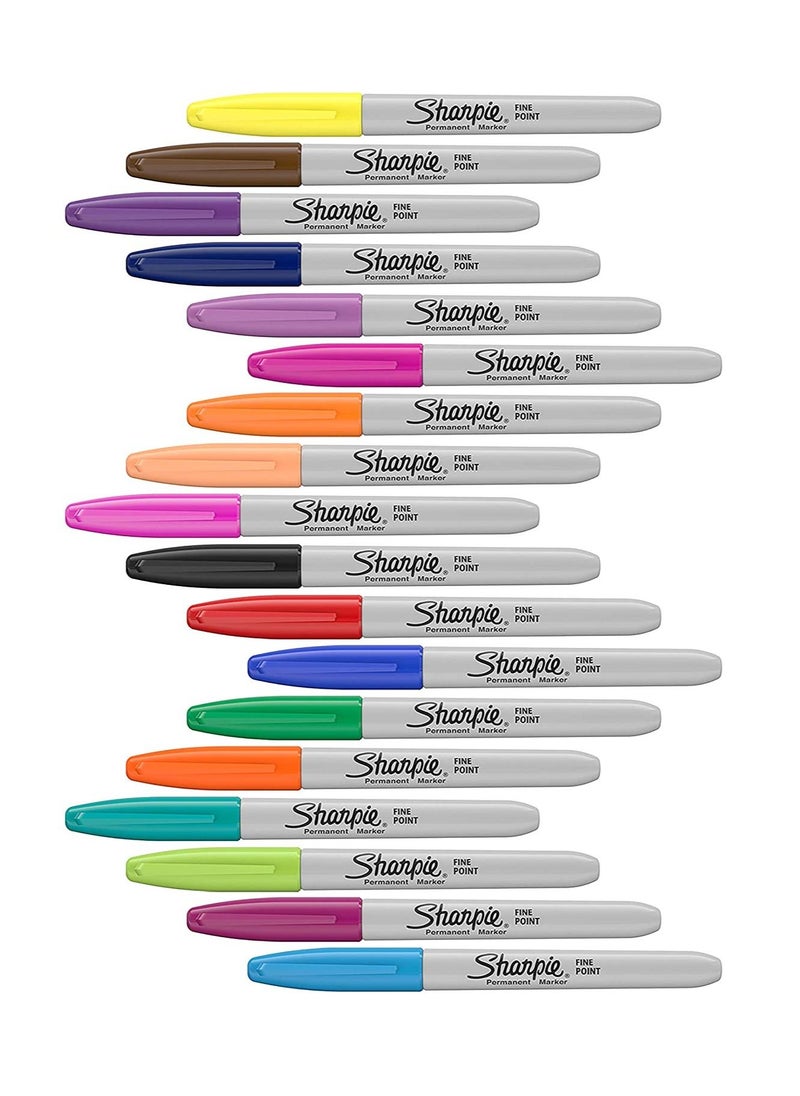 Sharpie مجموعة من 18 قلم تحديد دائم برأس رفيع متعدد الألوان  - Image 2