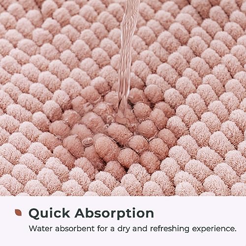 FRESHMINT Chenille Bathroom Rugs Mat 32”x20”, Non-Slip Bath Mat for Bathroom Floor & Bathtub, Washable Soft Shower Shag Bath Rugs, Fluffy Thick Water Absorbent Microfiber Shower Mat, Dusty Pink - Image 4