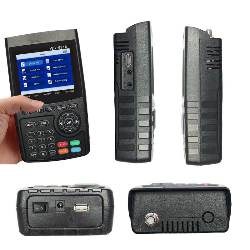 WS-6916 Digital Satellite Finder Meter HD Digital Satellite TV Finder Digital Satellite Signal Finder Meter with Carrying Pouch and Strap - Image 5