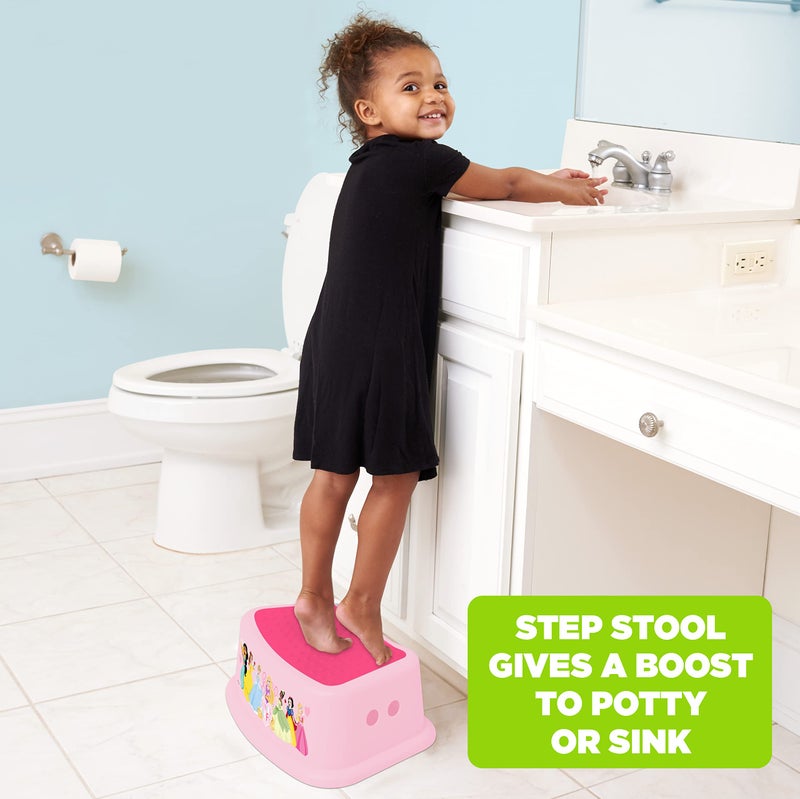 Disney كرسي خطوات ديزني برينسيس - كرسي خطوات للأطفال، تدريب على استخدام المرحاض، غير قابل للانزلاق، حمام، مطبخ، خفيف الوزن - Image 5