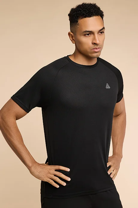 R&B Logo Detail Active T-Shirt with Crew Neck and Raglan Sleeves