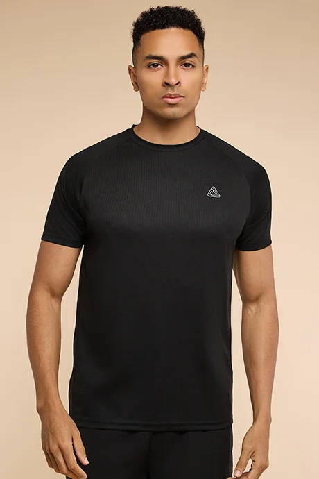 R&B Logo Detail Active T-Shirt with Crew Neck and Raglan Sleeves
