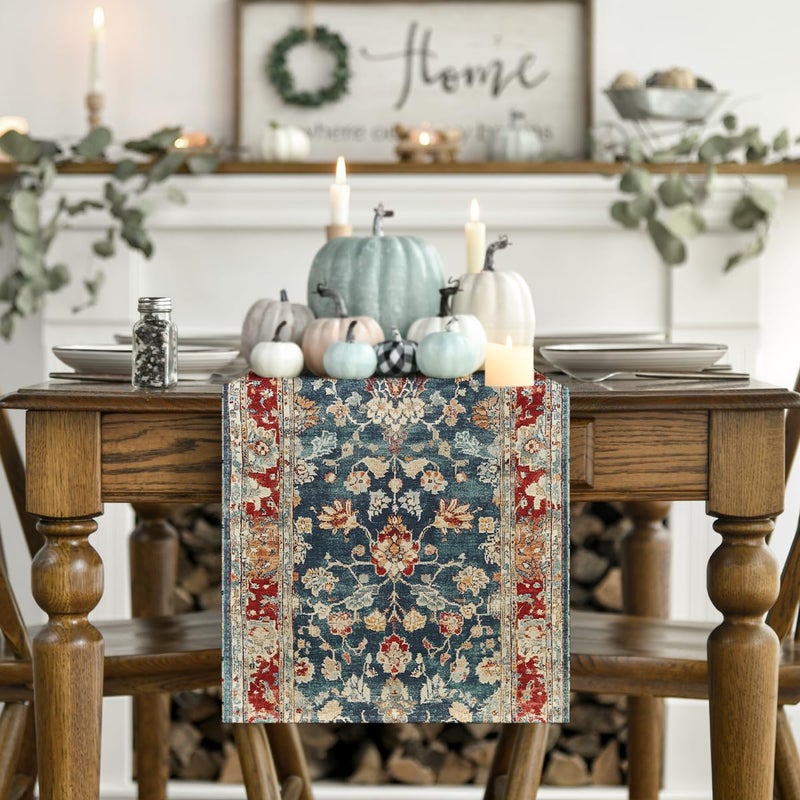 Artoid Mode Boho Bohemia Style Red Table Runner, Country Rustic Farmhouse Magical Fall Kitchen Dining Table Decoration for Home Party Decor 13x72 Inch - Image 2