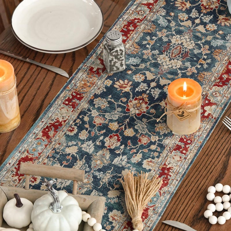 Artoid Mode Boho Bohemia Style Red Table Runner, Country Rustic Farmhouse Magical Fall Kitchen Dining Table Decoration for Home Party Decor 13x72 Inch - Image 4