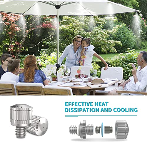 Fogland Misting Nozzles for Cooling System:20pcs Clogging-Prevent Cleanable Stainless Steel Mist Nozzles 0.012" Orifice 10/24 UNC for Patio Garden Trampoline - Image 2
