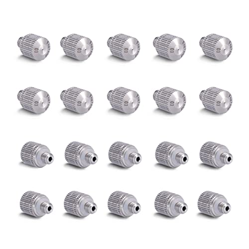 Fogland Misting Nozzles for Cooling System:20pcs Clogging-Prevent Cleanable Stainless Steel Mist Nozzles 0.012" Orifice 10/24 UNC for Patio Garden Trampoline - Image 1