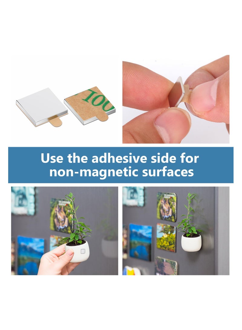 SOLARAE Pack of 30 Neodymium Magnets, Self-Adhesive Magnets 10 x 10 x 1 mm, Self-Adhesive Flat Magnetic Plates, Rare Earth Magnets for Whiteboard, Fridge, Photos, Magnetic Strips, Magnetic Board, Crafts - Image 5