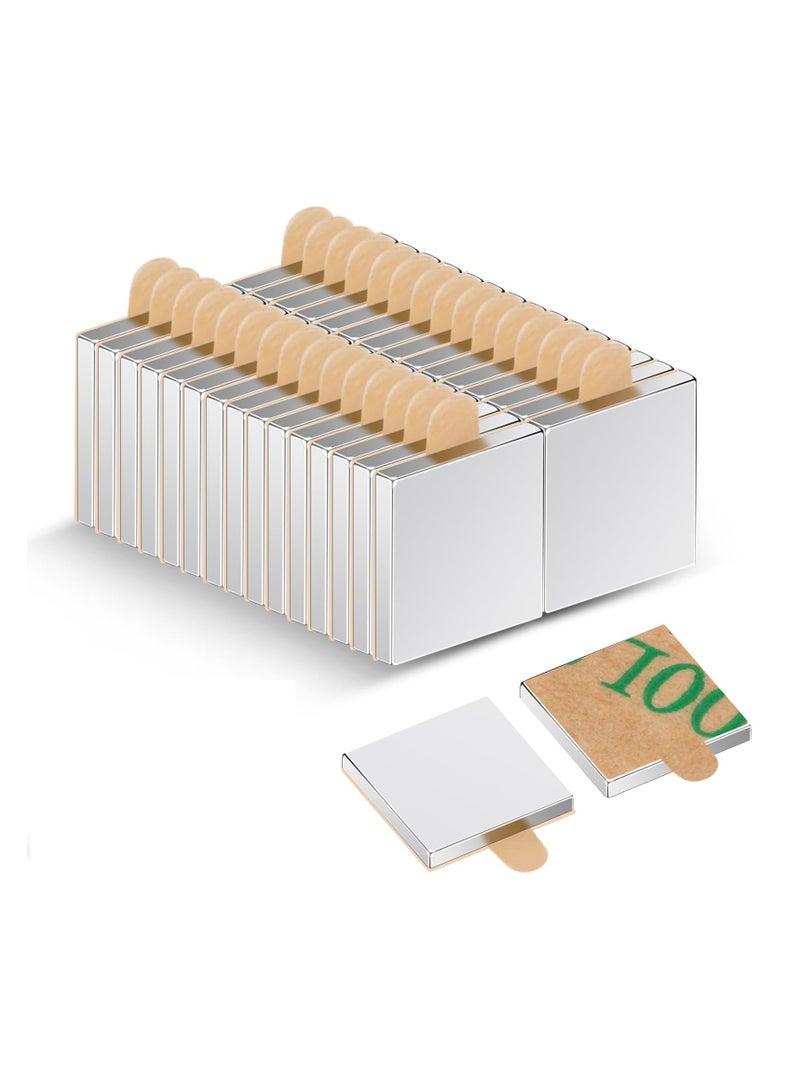 SOLARAE Pack of 30 Neodymium Magnets, Self-Adhesive Magnets 10 x 10 x 1 mm, Self-Adhesive Flat Magnetic Plates, Rare Earth Magnets for Whiteboard, Fridge, Photos, Magnetic Strips, Magnetic Board, Crafts - Image 1