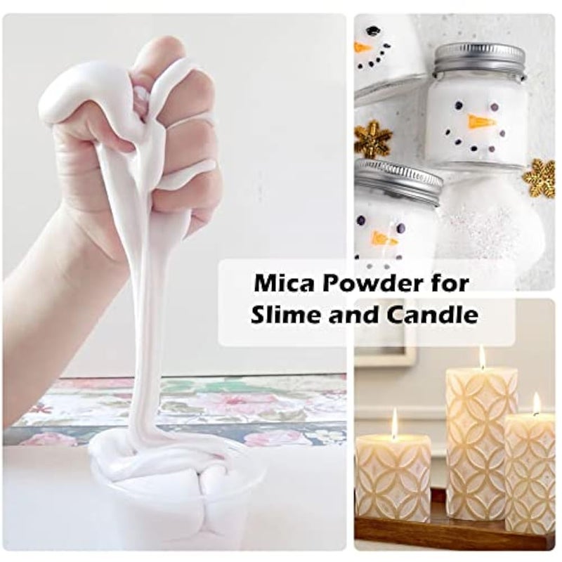 HTVRONT White Mica Powder for Epoxy Resin - 3.5 oz (100 g) Mica Pigment Powder, Mica Powder for Soap Making, Lip Gloss, Candle Making, Bath Bomb, Resin Art, Acrylic Nails - Image 4