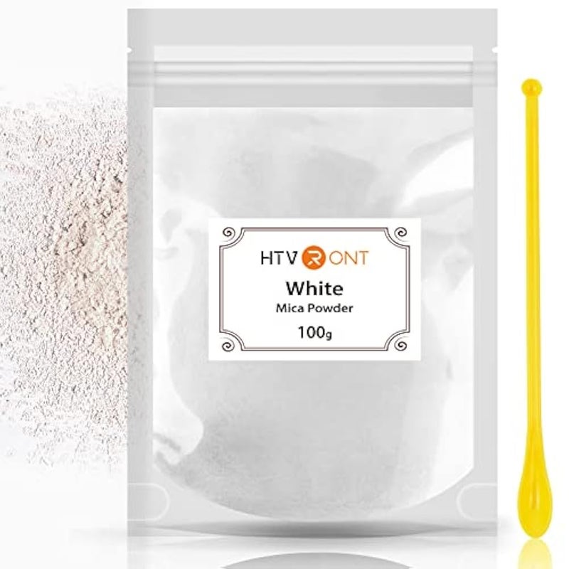 HTVRONT White Mica Powder for Epoxy Resin - 3.5 oz (100 g) Mica Pigment Powder, Mica Powder for Soap Making, Lip Gloss, Candle Making, Bath Bomb, Resin Art, Acrylic Nails - Image 1