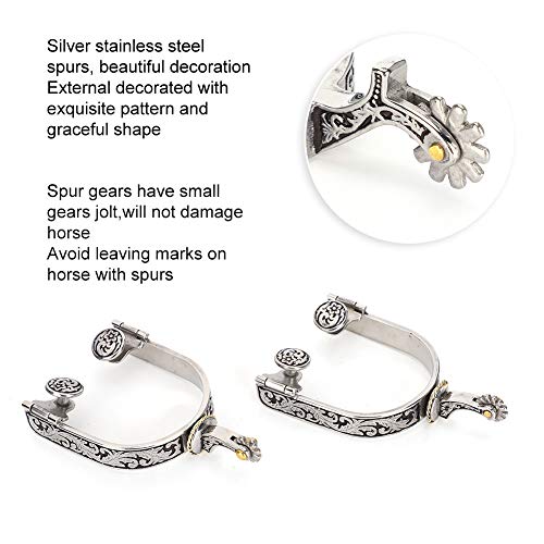 Naroote Horse Spurs, Horse Boot Spurs Decoration Horse Boot Spurs, Stainless Steel West Cowboy for Horse Training Equestrian Competition - Image 4