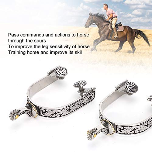 Naroote Horse Spurs, Horse Boot Spurs Decoration Horse Boot Spurs, Stainless Steel West Cowboy for Horse Training Equestrian Competition - Image 2