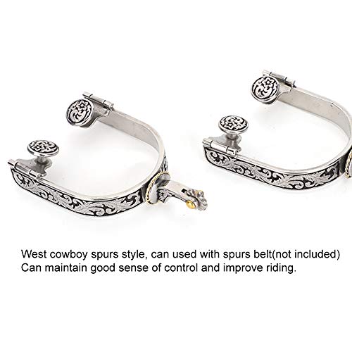 Naroote Horse Spurs, Horse Boot Spurs Decoration Horse Boot Spurs, Stainless Steel West Cowboy for Horse Training Equestrian Competition - Image 3