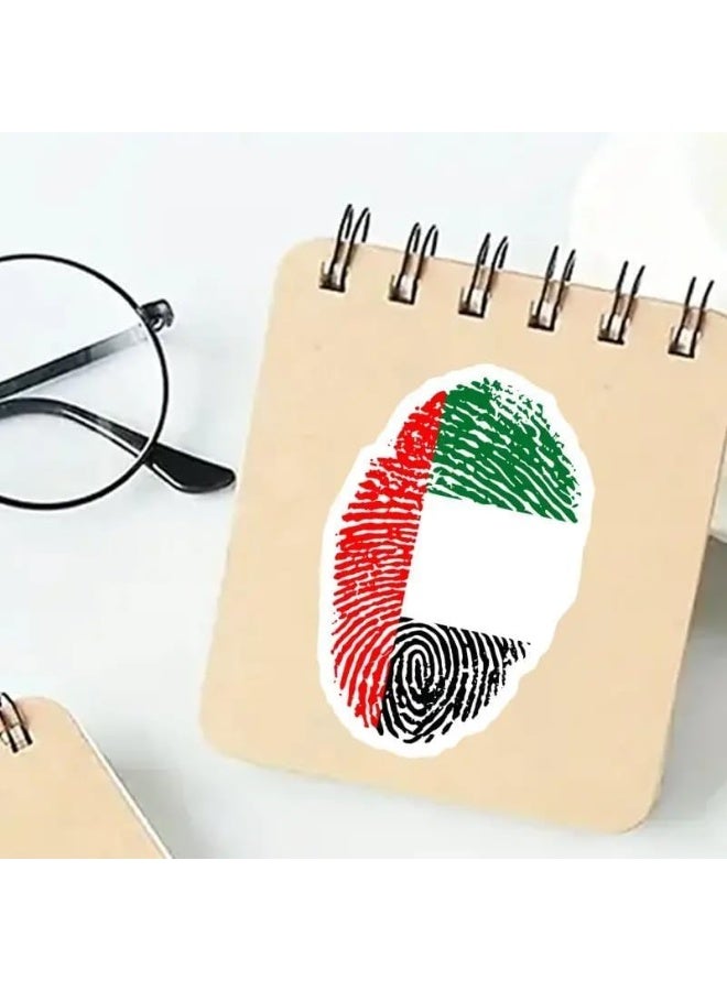 كيبفي ملصق بصمة علم الإمارات العربية المتحدة، أحمر، أخضر، أسود، أبيض، لنافذة السيارة والكمبيوتر المحمول، ملصق وطني - Image 5