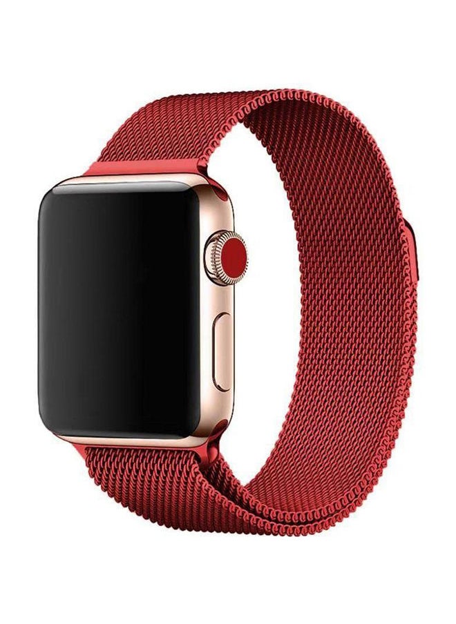 NIBEMINENT - Milanese Loop Smart Watch Band For Apple Red - Image 1