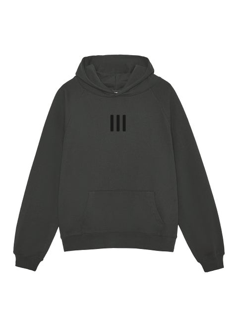 Unisex Heavyweight Hoodie with Three-Stripe Design Iron gray plus velvet, too big