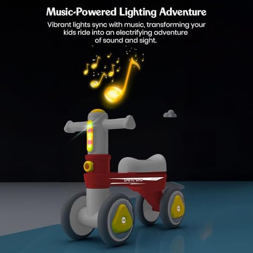 StarAndDaisy Balance Bike/Push Ride on for Kids/Toddler with 4 Smooth Wheels, Music & Lights/Mini Bike for Kids (Red) - Image 4