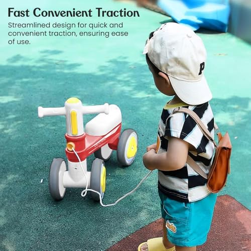 StarAndDaisy Balance Bike/Push Ride on for Kids/Toddler with 4 Smooth Wheels, Music & Lights/Mini Bike for Kids (Red) - Image 2